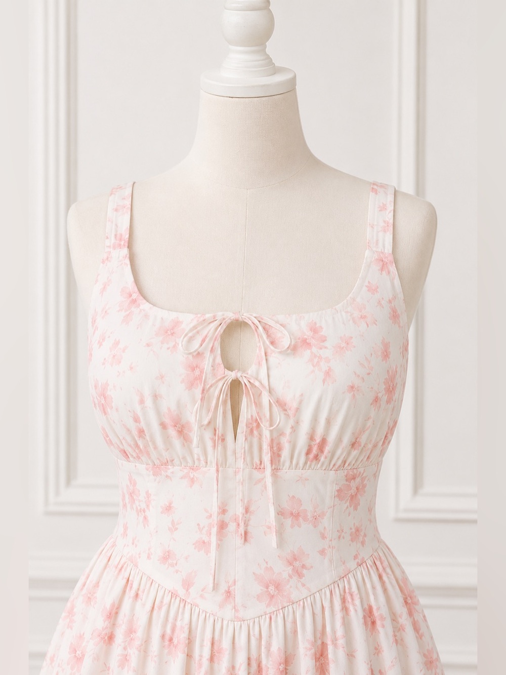 Torrid White Cotton & Pink Floral Corset Bodice Sleeveless Boho Dress, 1X, NWT! - Picture 12 of 16